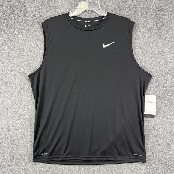 Nike DRI-FIT Swim Hydroguard Shirt Men's XL Black Sleeveless UPF+40 NESSA585 - Picture 1 of 16